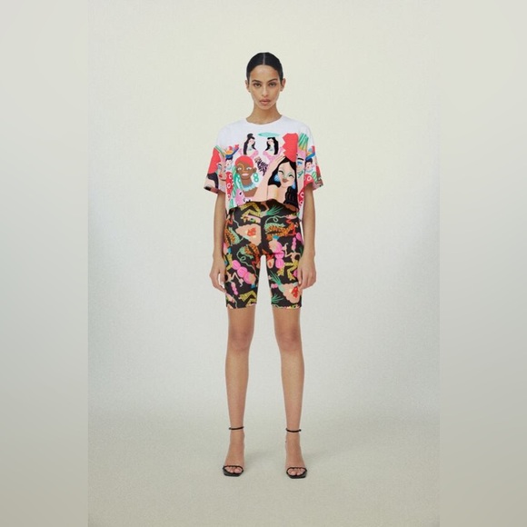 Zara Woman in Art Miranda Makaroff Print T-Shirt - Picture 1 of 5